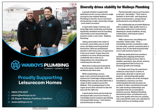 Diversity drives stability for Waiboys Plumbing